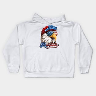 Merica Patriotic USA Eagle 4th of July Retro Vintage Kids Hoodie